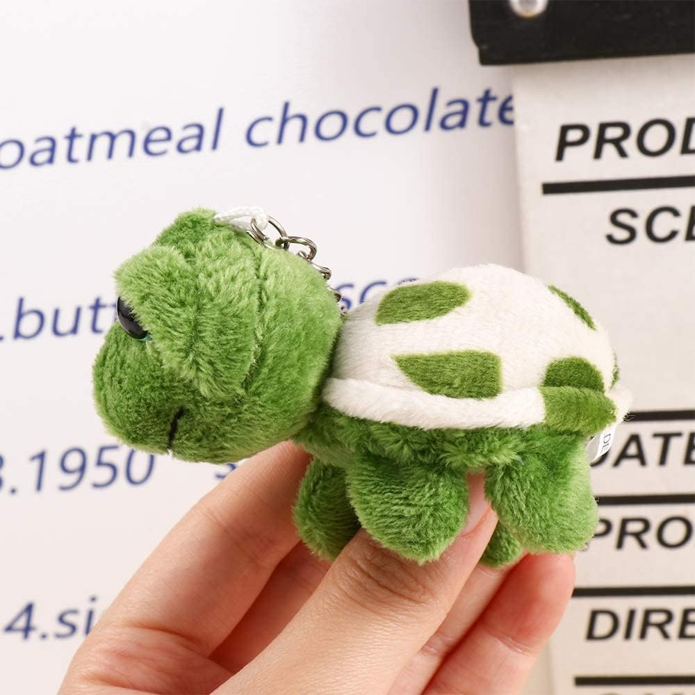 Jowxsx Green Mini Sea Creatures Turtle Doll Keychain Gift Plush Key Ring Cartoon Bag Pendant Auto Animal Keychain Decoration Plush Keychain Automobile Keychains Trim Stuffed Animals, Green image number 3