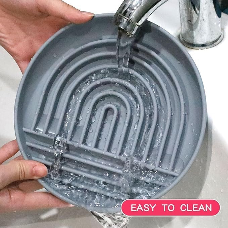 Dog Slow Feeder Bowl, Silicone Slow Feeder Dog Bowls for Healthy Eating,Puppy Slow Feeder Non-Slip Design Dishwasher Microwave Safe (Grey) image number 1