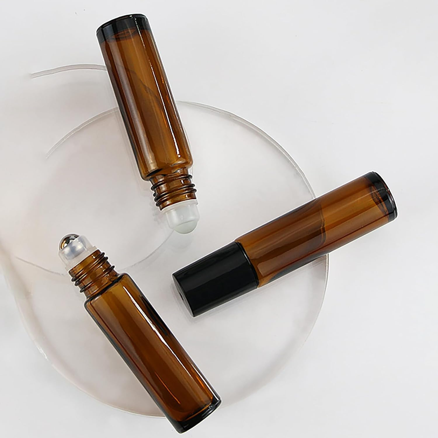 2PCS 10Ml Amber Rollerball Bottles Vials Rolling Ball Applicator Perfume Roll on Containers Glass Roller Bottle for Essential Oils image number 4
