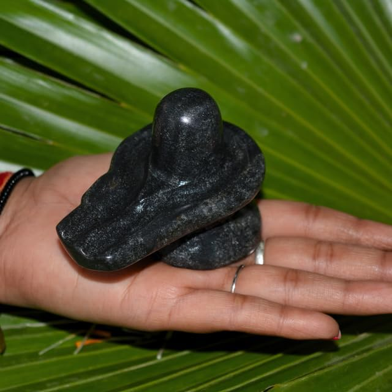 Black Marble Shivling,Shiva Lingam- 3" in Length.- Energized Beautifully Handcrafted Linga for Spiritual Powers Enormous Wealth and Prosperity Baneshwar Narmadeshwar Banalingam Shivling - I-8006 image number 6