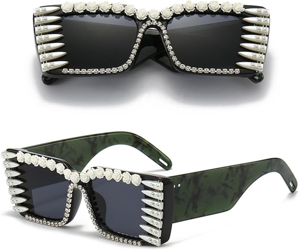 Diamond Retro Square Sunglasses Women Men Party Eyeglasses Vintage Hip Hop Punk Sun Glasses UV400