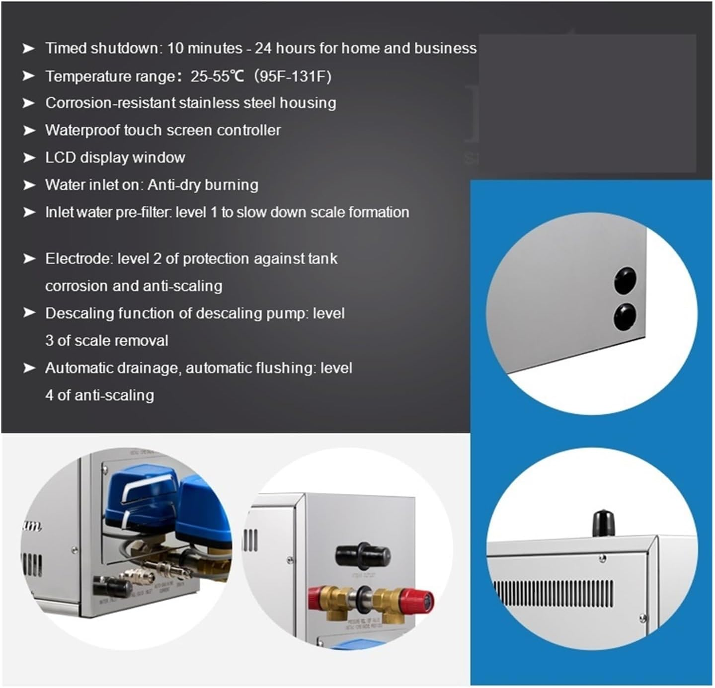 Sauna Steamer, Luxury 15KW Spa Shower Steamer Sauna Steam Bath Nerator,Steam Nerator Sauna Automatic Drain Steam Bath image number 4