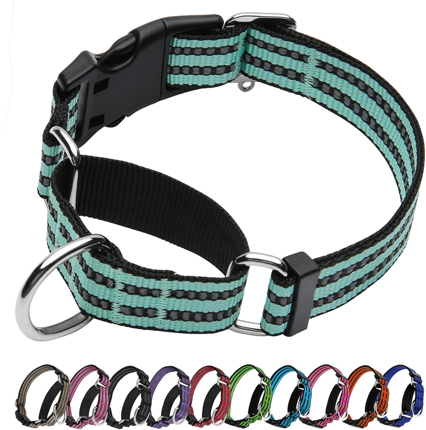 JOYEEIIOO Martingale Dog Collar, Adjustable Nylon Reflective Collar with Buckle. No Pull -For Small, Medium, Large Dogs. Prevents Slipping Out-Helps with Strong Pullers-Increase Control (Purple M)