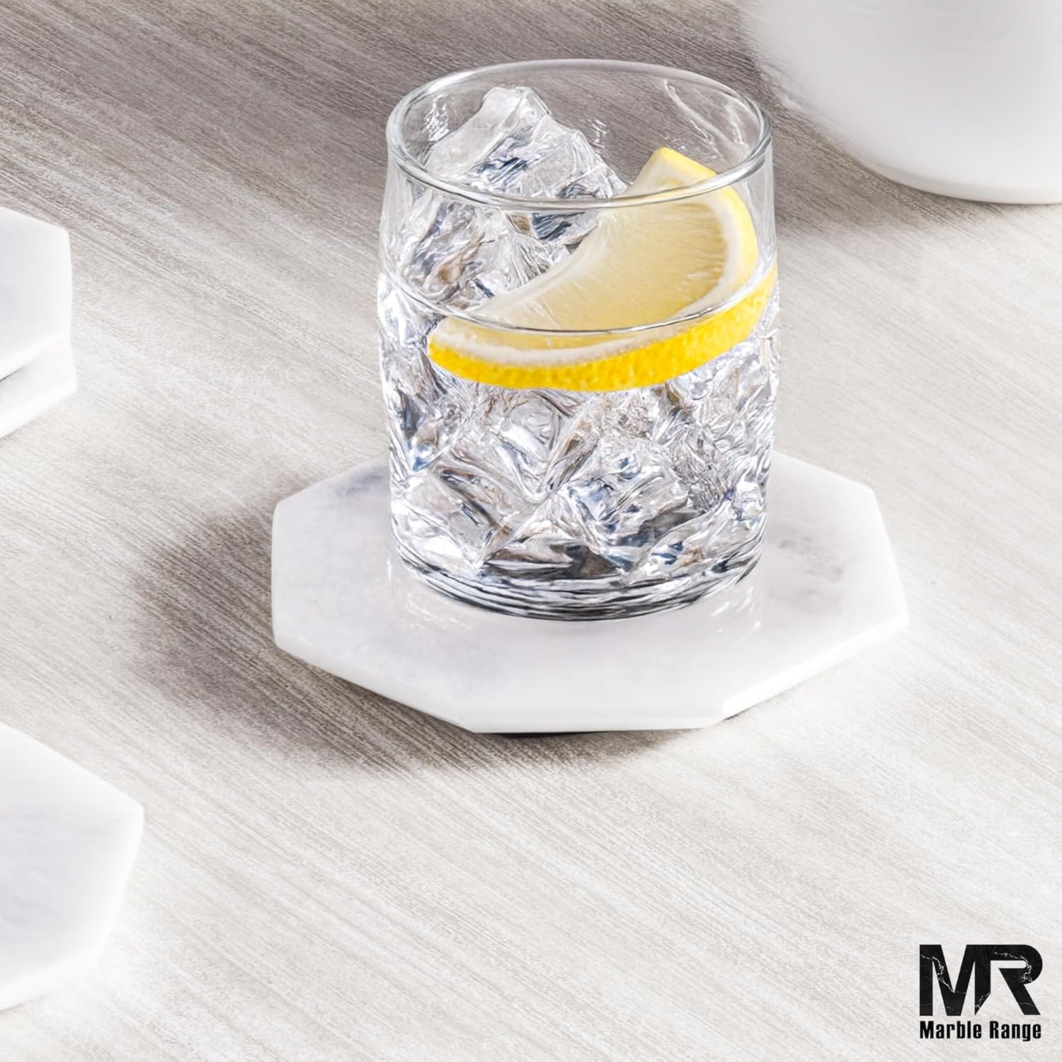 Marble Coasters Set of 6 Handmade 3.5" Inches White Stone Drink Coasters for Coffee Table, Kitchen & Living Room Decor | Elegant Coaster Set for Hot & Cold Drinks - White image number 6