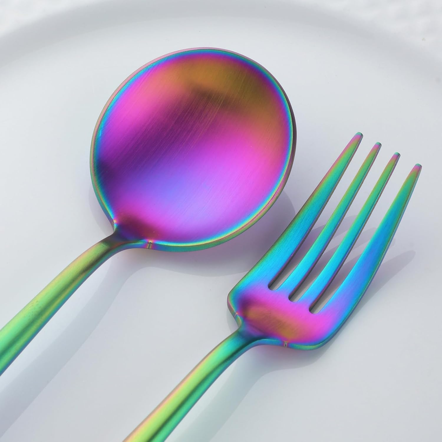 16 Piece Silverware Set, Stainless Steel Flatware Set Service for 4, Tableware Cutlery Set Including Knives Forks Spoons, Mirror Polishing, Dishwasher Safe (Rainbow) image number 4