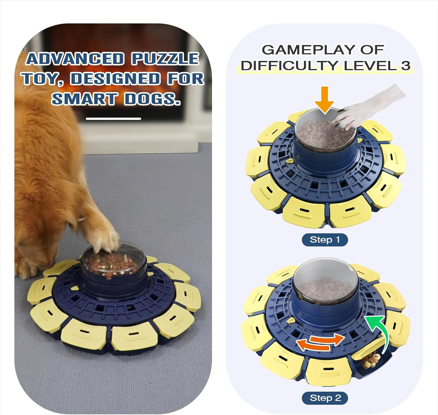 KADTC Level 3 in 1 Hard Dog Advanced Puzzle Toy for Smart Small/Medium/Large Dogs Difficult Challenging Food Puzzles Toys Slow Feeder Cognitive Intelligence Brain Mental Stimulation Mind Treat Games image number 5