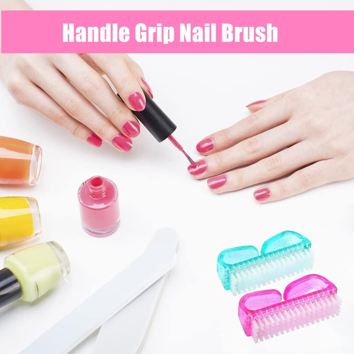 8Pcs Mini Fingernail Scrub Cleaning Brushes, Handle Grip Nail Brush,Cleaning Brushes for Toes and Nails Cleaner(Multicolor) image number 1