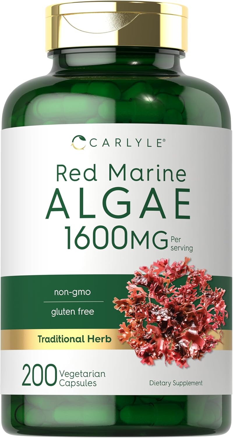Red Marine Algae 1600Mg | 200 Capsules | Vegetarian Supplement | Non-Gmo, Gluten Free | by Carlyle image number 2