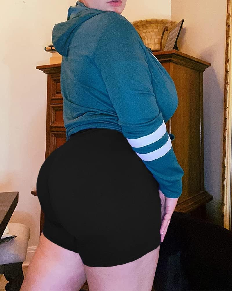 Fisoew Womens Biker Shorts High Waisted Booty Gym Yoga Scrunch Butt Lifting Stretchy Basic Workout Shorts image number 6