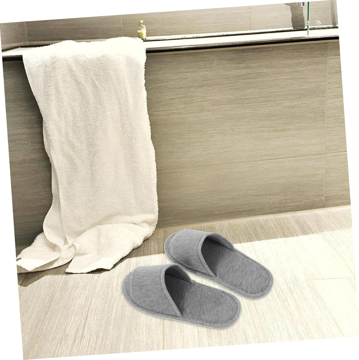 Healeved 2Pcs Lightweight Folding Travel Slippers Portable Open Toe Slippers for Home and Hotel Use EVA Sole Soft Knitted Cotton Upper Easy to Grey image number 6