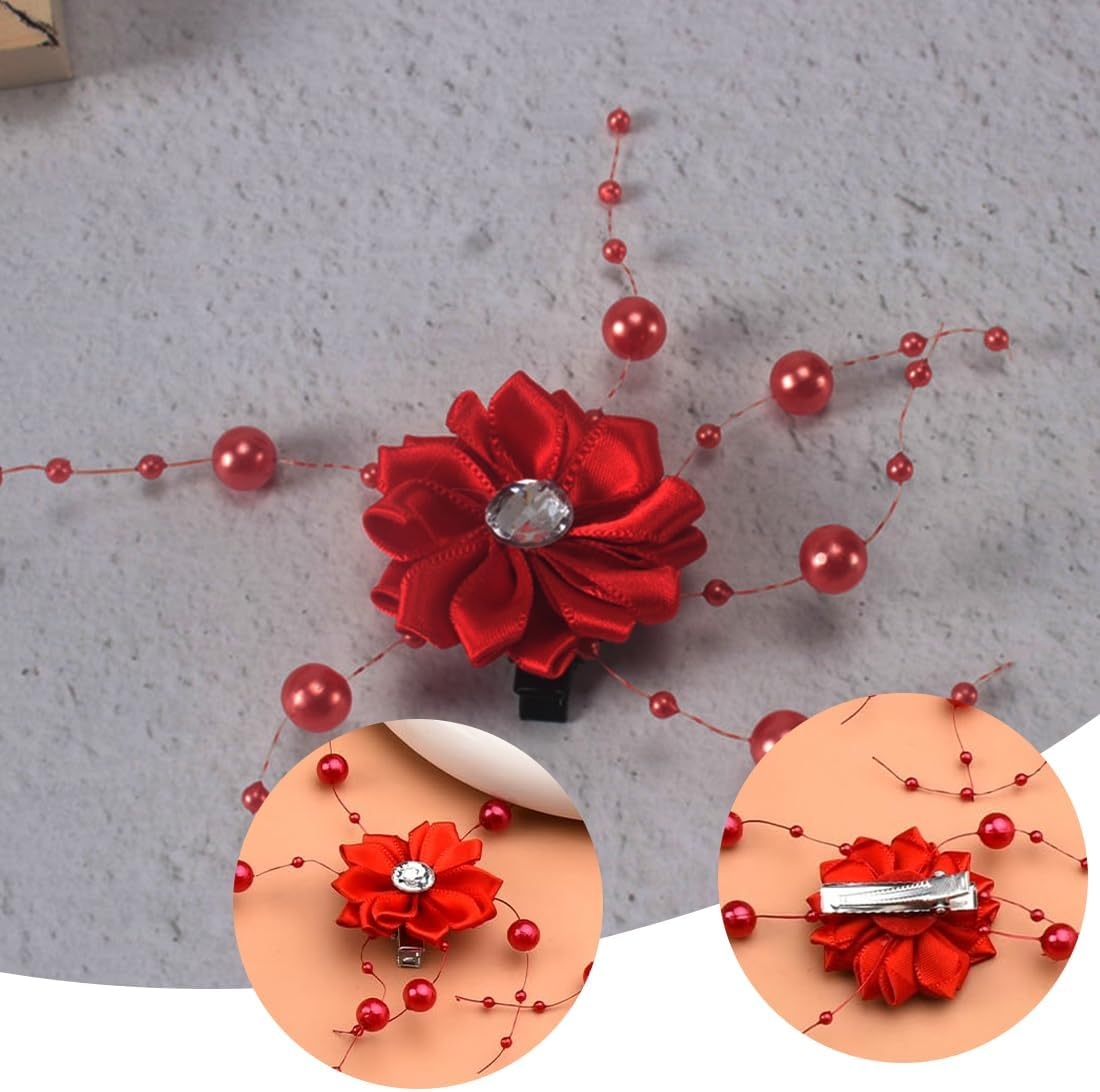 6 Pack Hair Clips for Girls, Flower Hair Clips for Women, Hair Accessories for Weddings for Women and Girls, Pearl Hair Clips, Flower Girl Princess Tiara image number 5