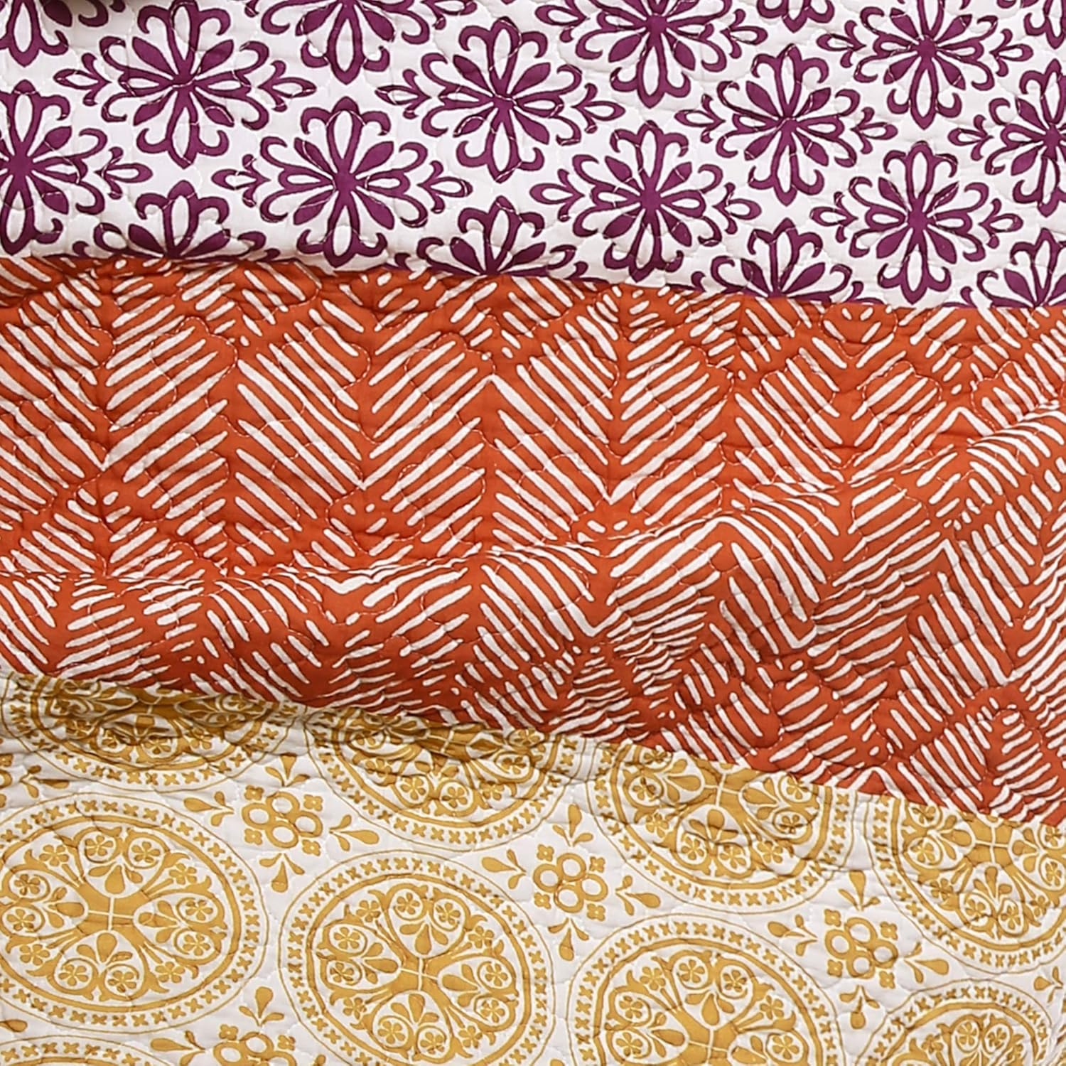 Lush Decor Bohemian Stripe Reversible Cotton Duvet Cover Set, 3 Piece Set, King, Fuchsia & Orange - Boho Bedding Set - Bold & Colorful - Striped Duvet Cover - Maximalist & Boho Bedroom Decor image number 6