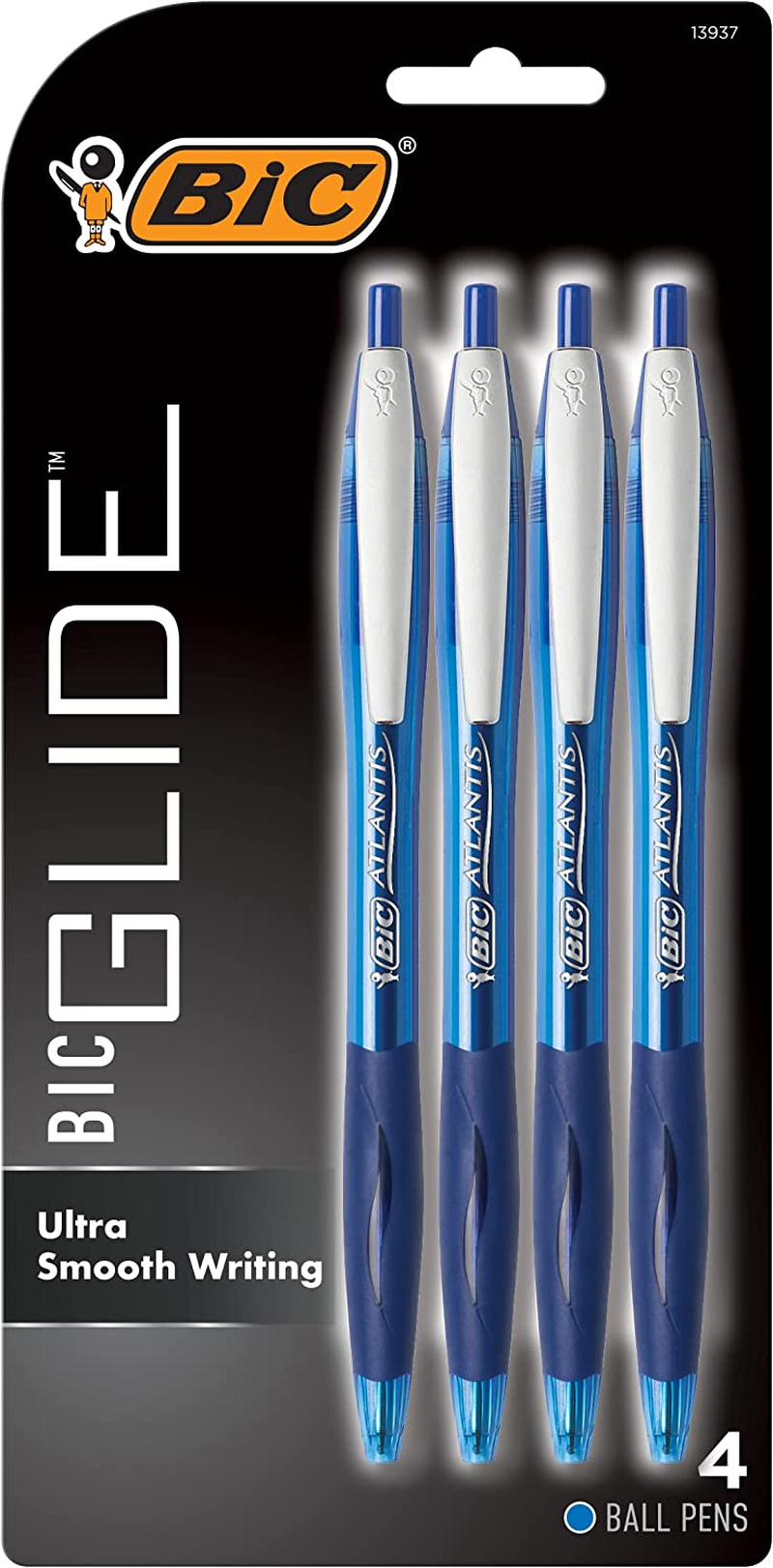 BIC Atlantis Original Retractable Ballpoint Pen Medium Point (1.0 Mm) - Blue, Pack of 4 Pens image number 3