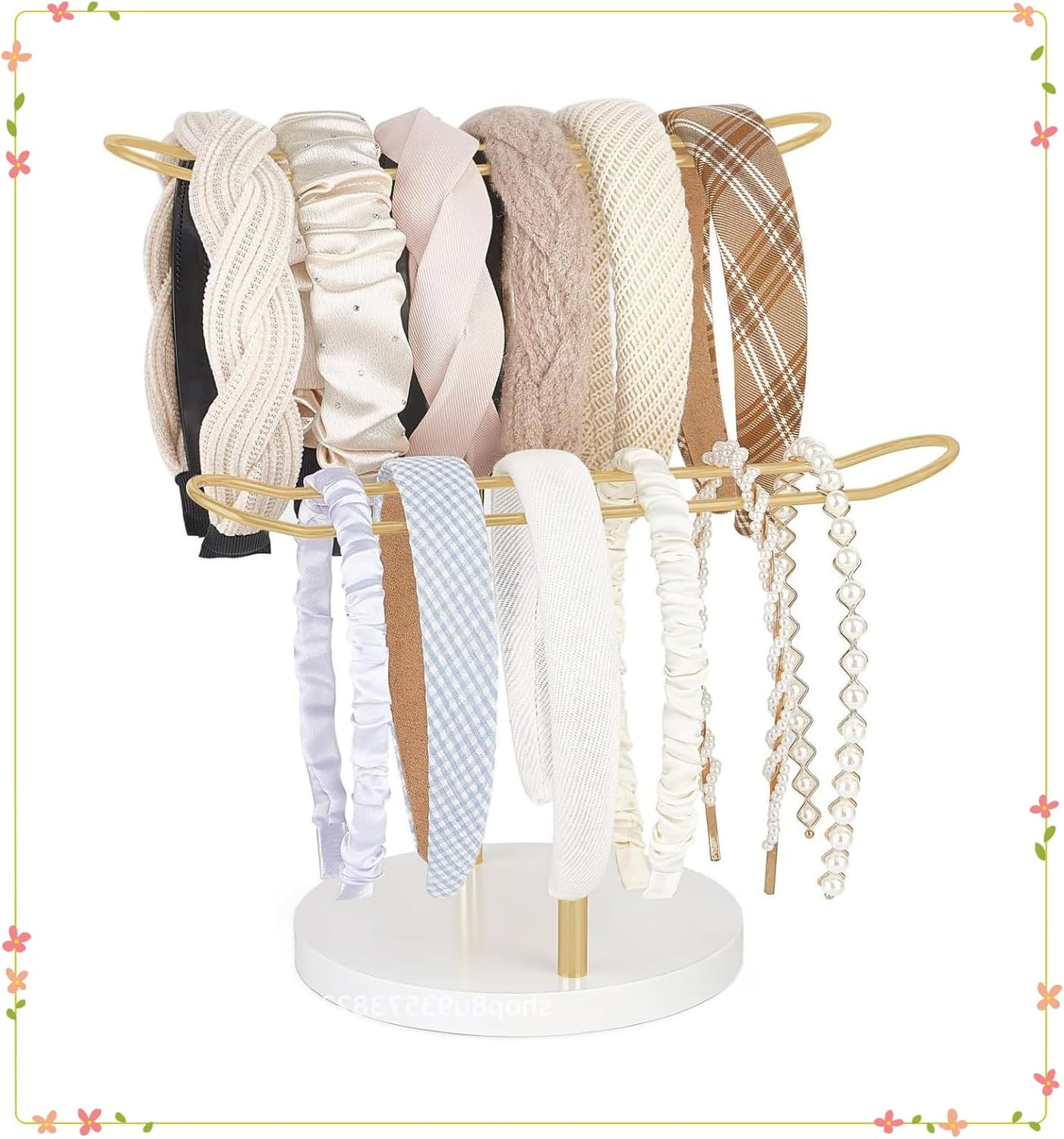 Metal 2-Tier Headband Holder Storage Hair Accessories Organizer Storage Display Hairband Hair Ties Ropes Bracelets Bangles for Women and Girls. image number 5