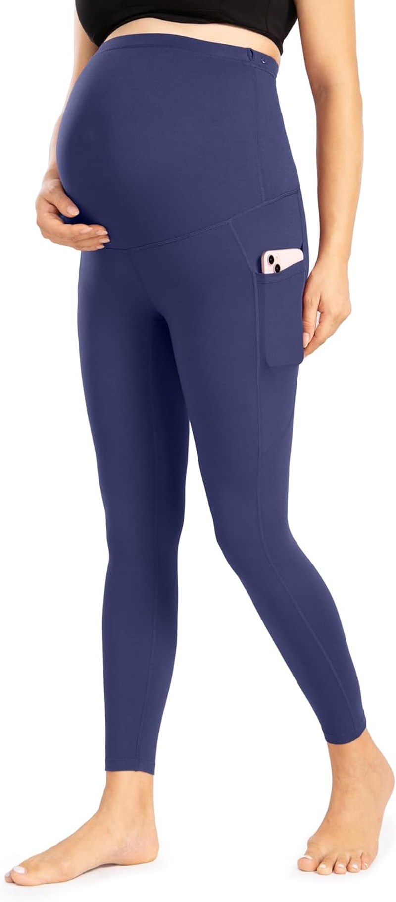 Enerful Women'S Maternity Leggings over the Belly with Pockets Pregnancy Pants Active Wear Workout Yoga Tights image number 3