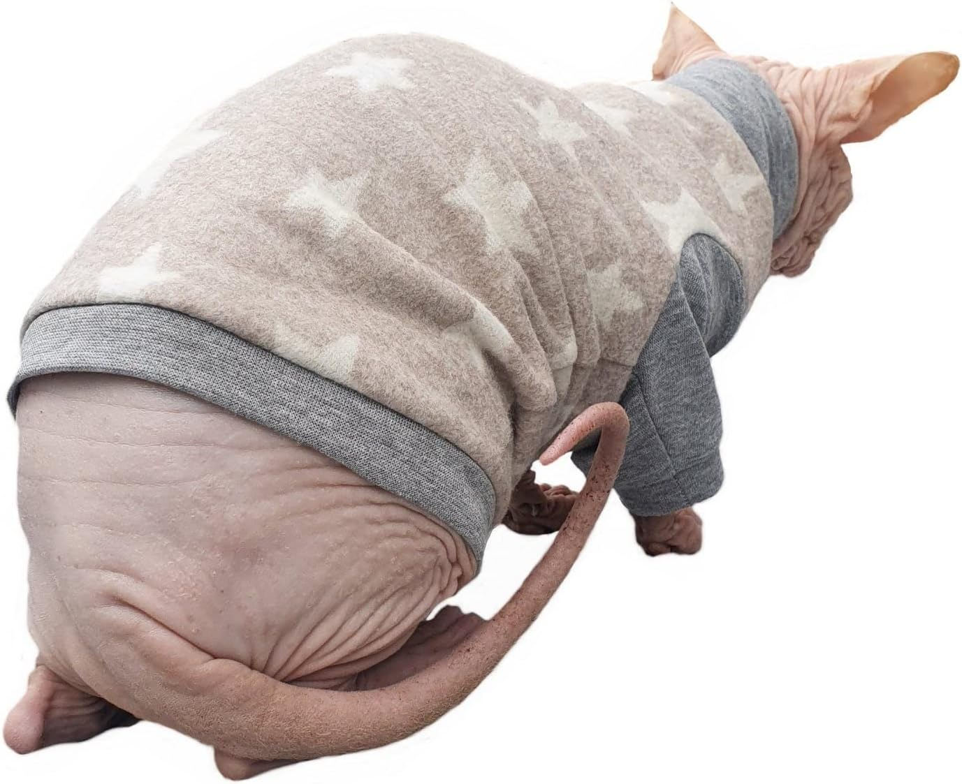 Kotomoda Hairless Cat'S Cotton Stretch Winter Sweater Sort Stars. Organic Fleece for Sphynx Cat (X-Small) image number 4