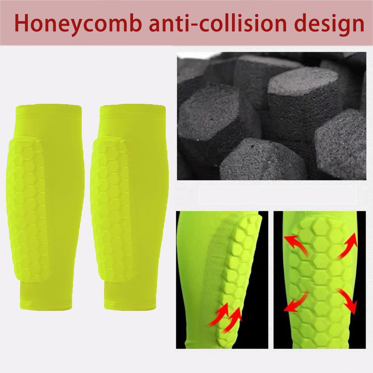 Roczential Shin Guards for Soccer, Lightweight Shin Pads for Kids Youth & Adult - Football Shin Defender Protective Gear, Comfortable Breathable Leg Guards.(2, Fluorescent Green, Medium) image number 1