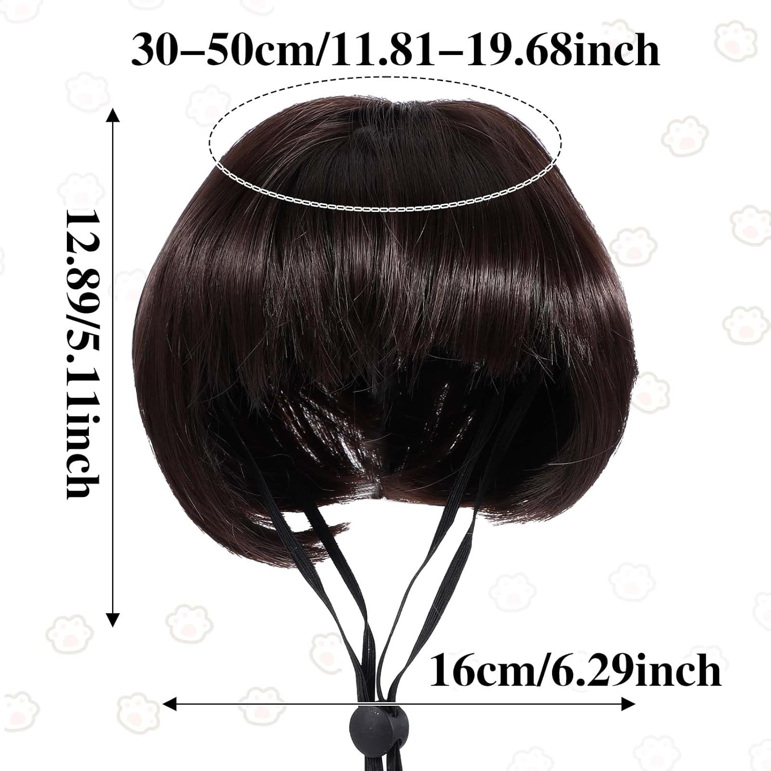 Sibba Halloween Dog Wig Trimmable Pet Costume Headpiece Funny Cat Cosplay Decoration Funny Clothes Cute Apparel for Halloween Christmas Parties Small Medium Large Dogs Double Adujustable Ear Strap