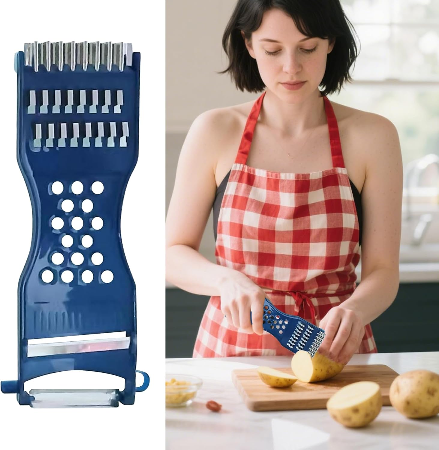 Qkbuza Kitchen Vegetable Peeler - Handheld Shredders Tool for Veggie,Multipurpose Vegetable Slicer, Kitchen Cutting Gear for Onion Carrot Garlic image number 5