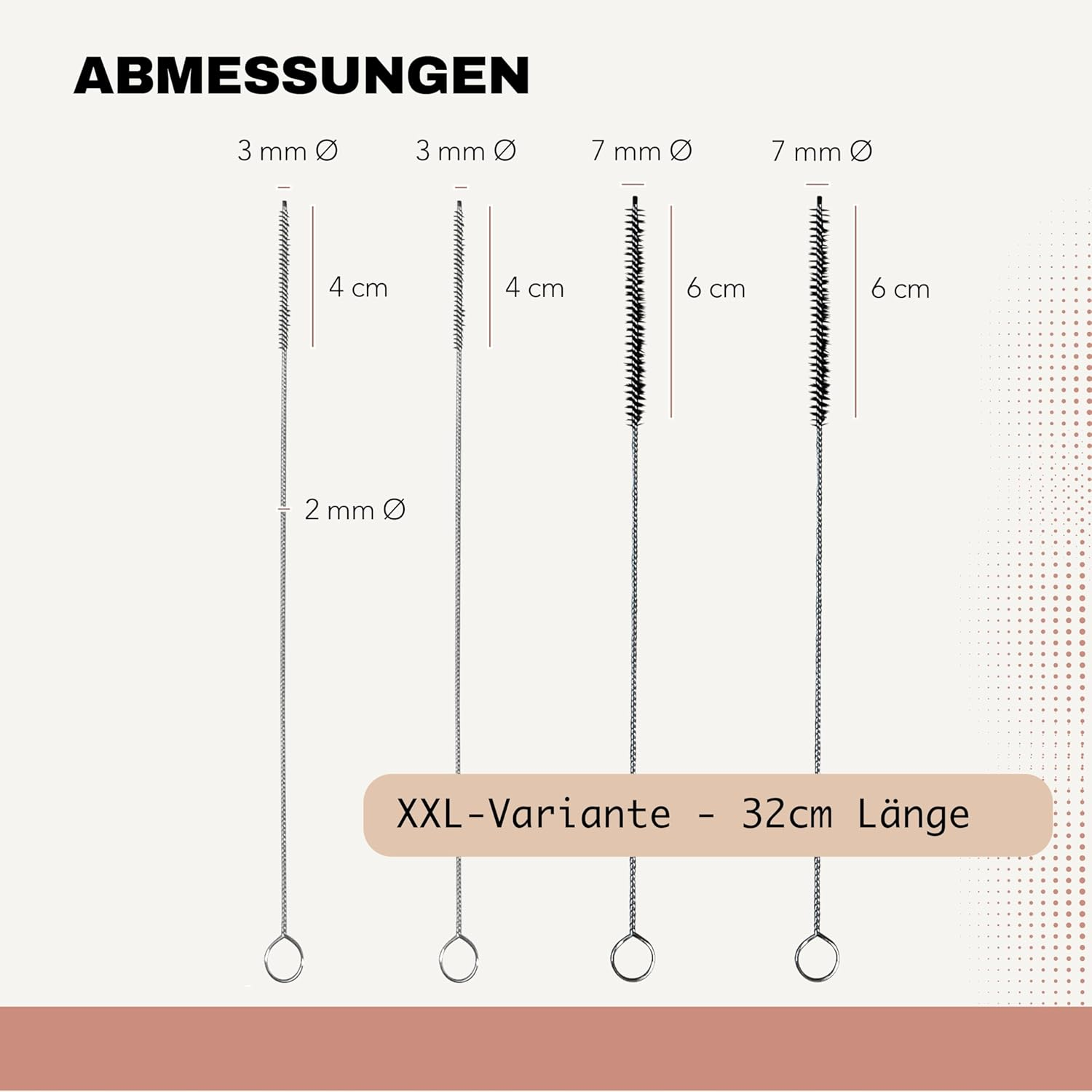 Fancility 4 X XXL Cleaning Brushes 32 Cm Long, 3 Mm and 7 Mm Diameter for Milk Hoses of Fully Automatic Coffee Machines Such as Miele Jura Siemens Krups Saeco Melitta Bosch Nivona Coffee Spout And image number 2