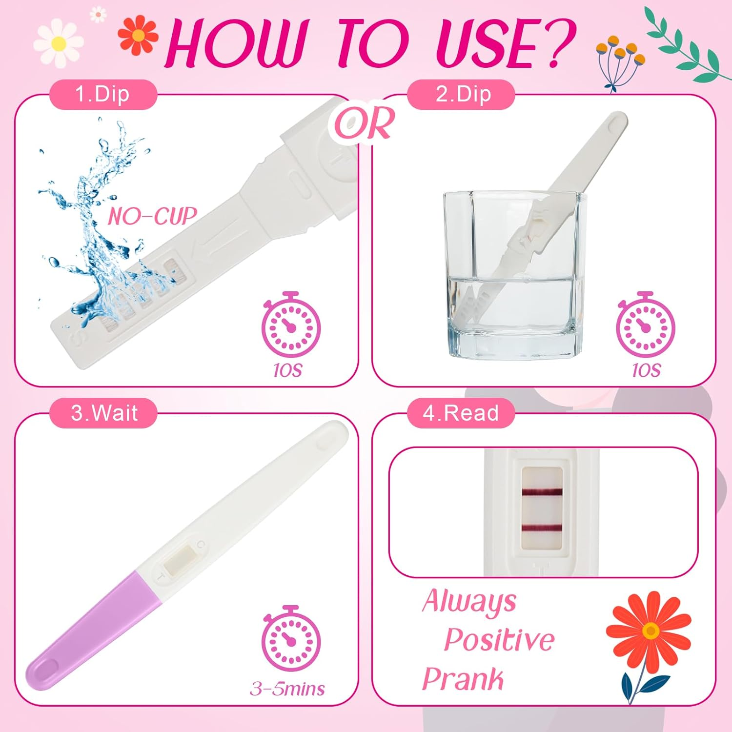 Skylety 3 Pieces Fake Positive Pregnancy Test Prank Fake Early Result Pregnancy Test Always Turns Positive for Practical Joke(Purple) image number 2