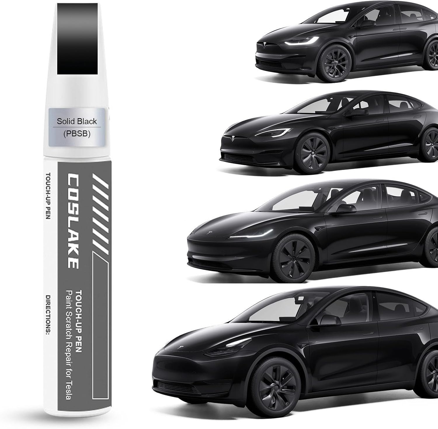 COSLAKE Car Touch up Paint(Pearl White Multi-Coat(Ppsw)) for Tesla Model Y/3/S/X, Car Paint Scratch Repair Kit with Pen Tip & Brush & 1Mm Fine Brush, Car Scratch Remover Pen with Color-Matched For