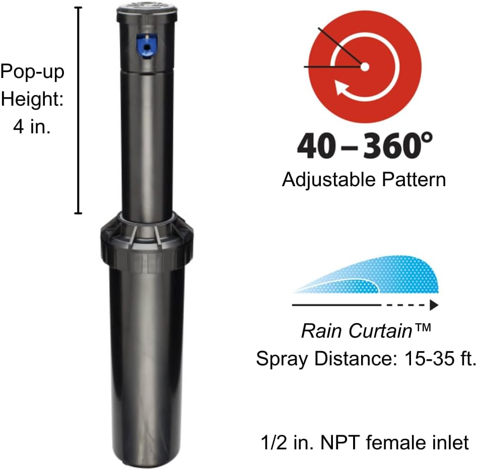 Rain Bird CP350012PK Professional Grade Rotor with Rain Curtain Nozzle Set, 40&deg; to 360&deg; Pattern, 15' to 35' Spray Distance, 12-Pack image number 5