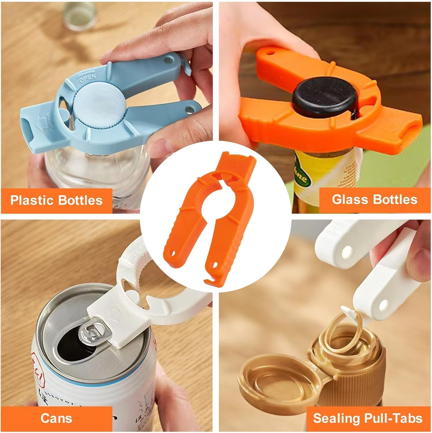 Plastic Bottle Cap Opener，Multifunctional Rheumatoid Arthritis Bottle and Can Opener, Plastic Water Bottle, Twist-Off, Pull Tab Soup, for Weak Hands, Seniors（3 PCS） image number 5