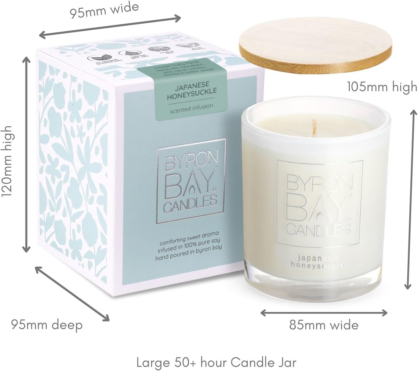 Byron Bay Candles Sweet Japanese Honeysuckle 100% Soy Candle - 50+ Hour Burn - Large Scented Candles 300G Wax Weight- Australian Made Eco-Friendly Aromatherapy - Perfect Candle Gift, Birthday Gift image number 4