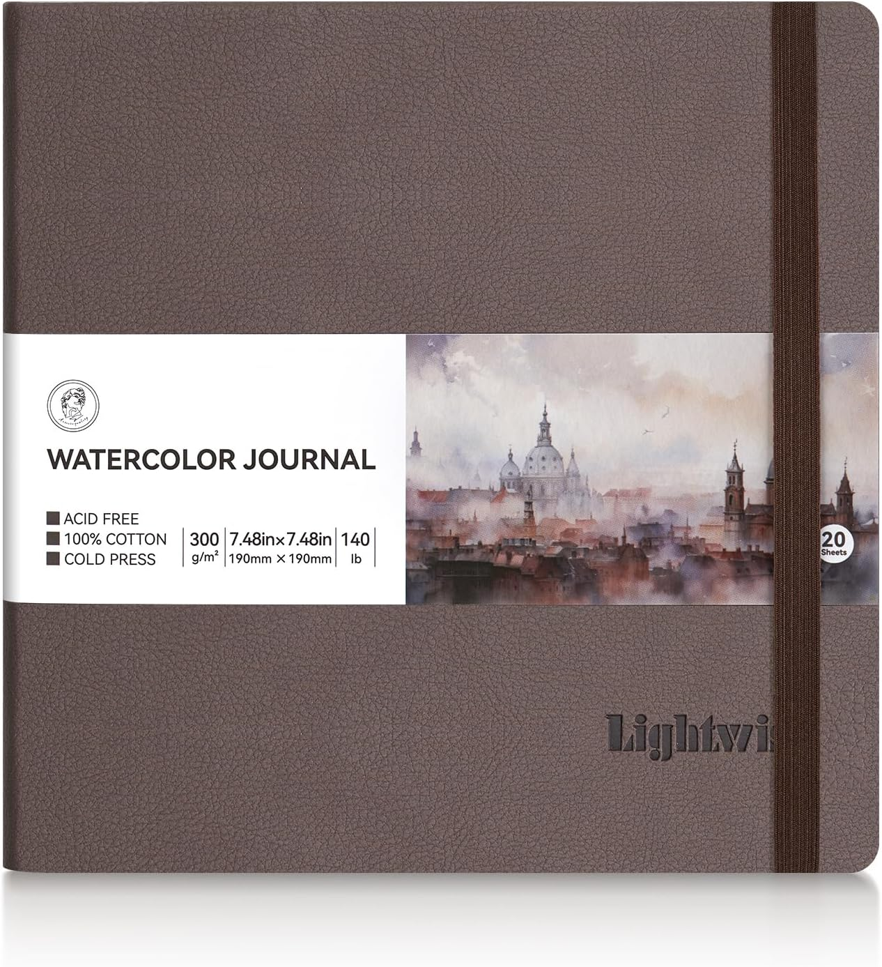 Lightwish Square Watercolor Journal, 100% Cotton Cold Press Watercolor Paper Sketchbook 7.48&rdquo;X 7.48&rdquo;, 20 Sheets (140Lb/300Gsm), Acid-Free for Watercolors, Gouache, Acrylics image number 5