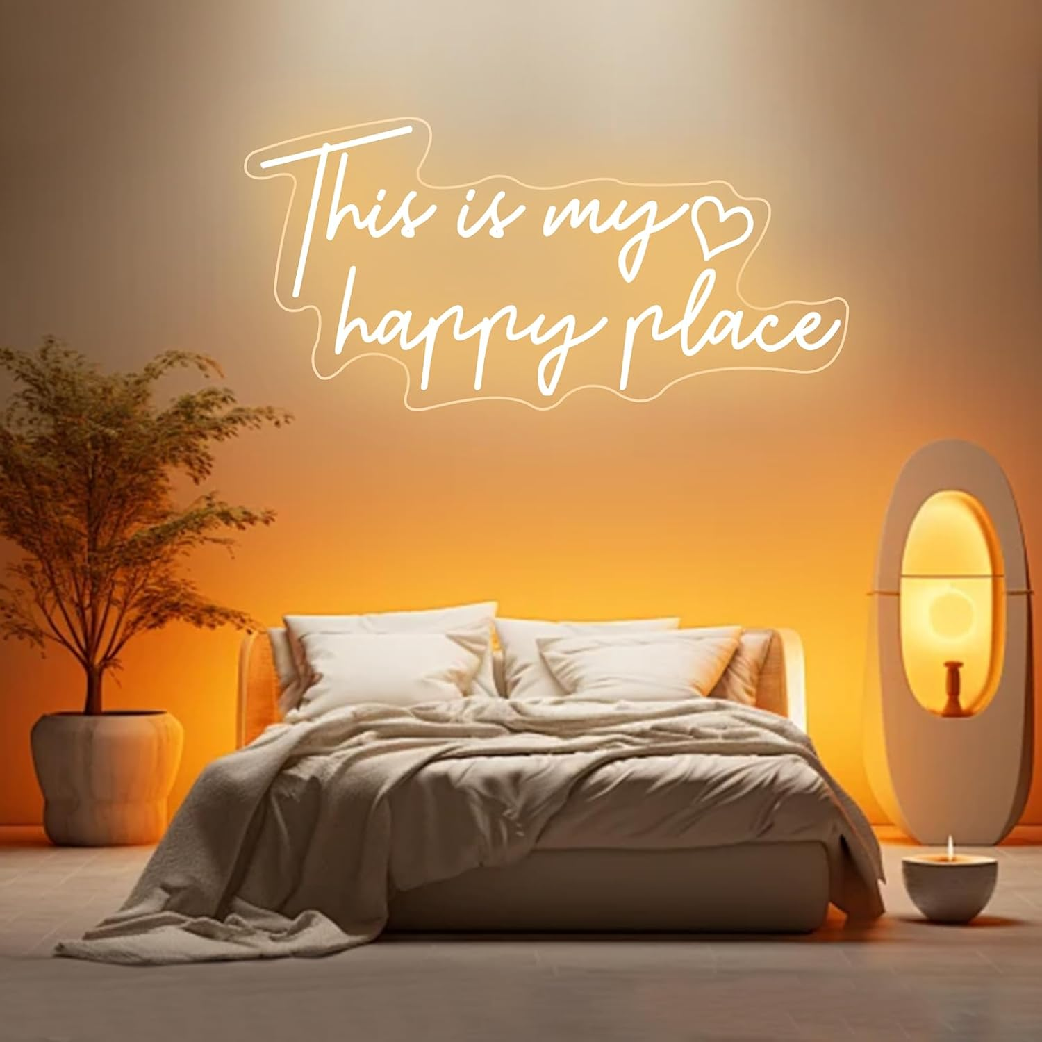 This Is My Happy Place Neon Sign Dimmable Warm White LED Neon Light Aesthetic Room Decor for Teen Girls Neon Light Signs for Bedroom, Salon,College Dorm, Wedding Party Decor Neon Classroom Sign image number 1