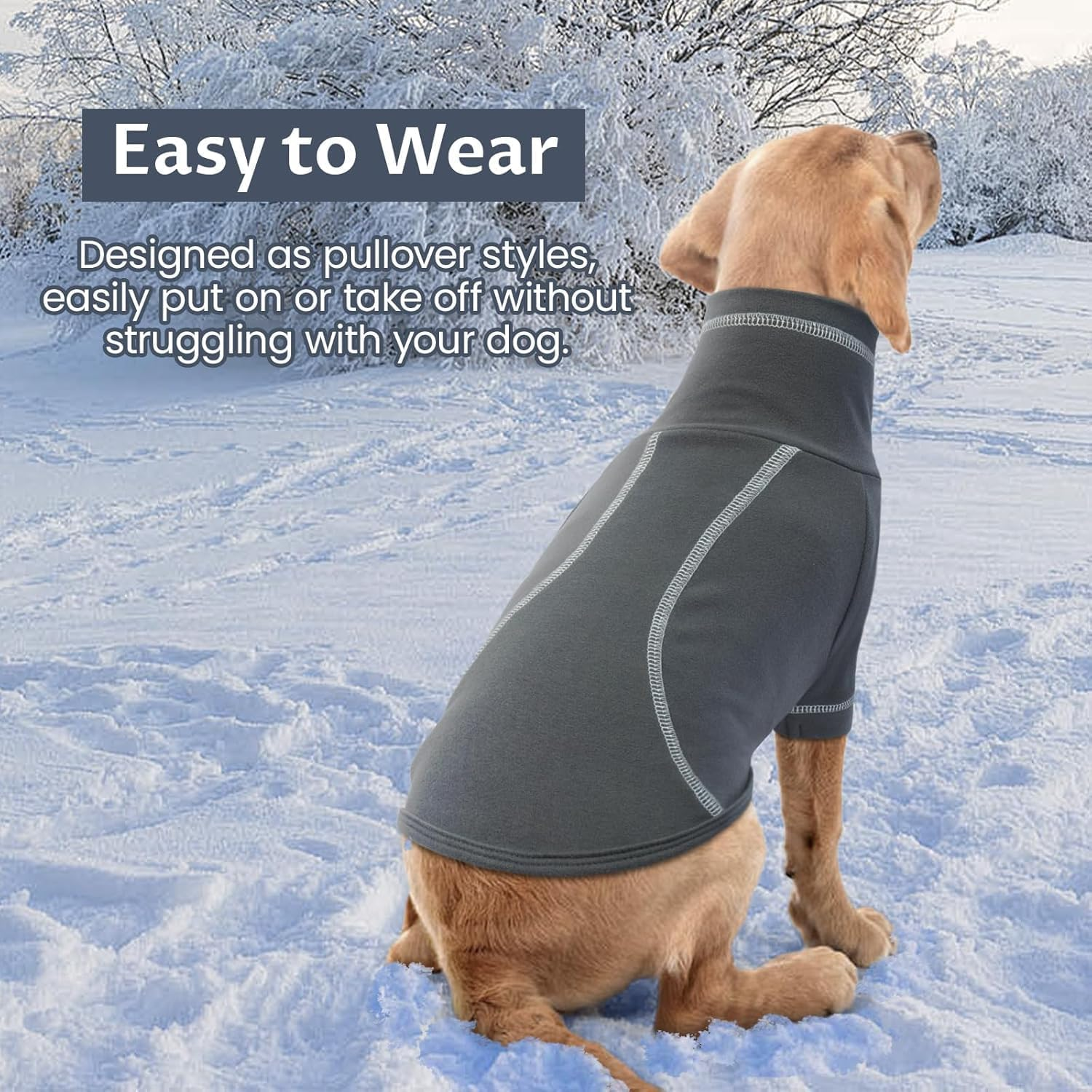 Kuoser Fleece Dog Sweater, Soft Pullover Large Dog Sweater, Turtleneck Dog Sweaters for Medium Dogs Girl Boy, Fall Warm Dog Winter Clothes with Sleeves, Dog Fleece Sweatshirt Vest Coat(M,Darkgray) image number 3