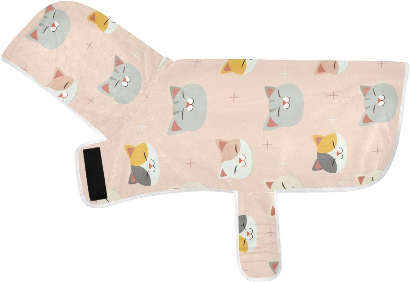 AIXIWAWA Cute Cat Head Pet Bathrobe Towels with Adjustable Collar & Waist, Quick Absorbent Drying Coat for Cats and Dogs image number 2