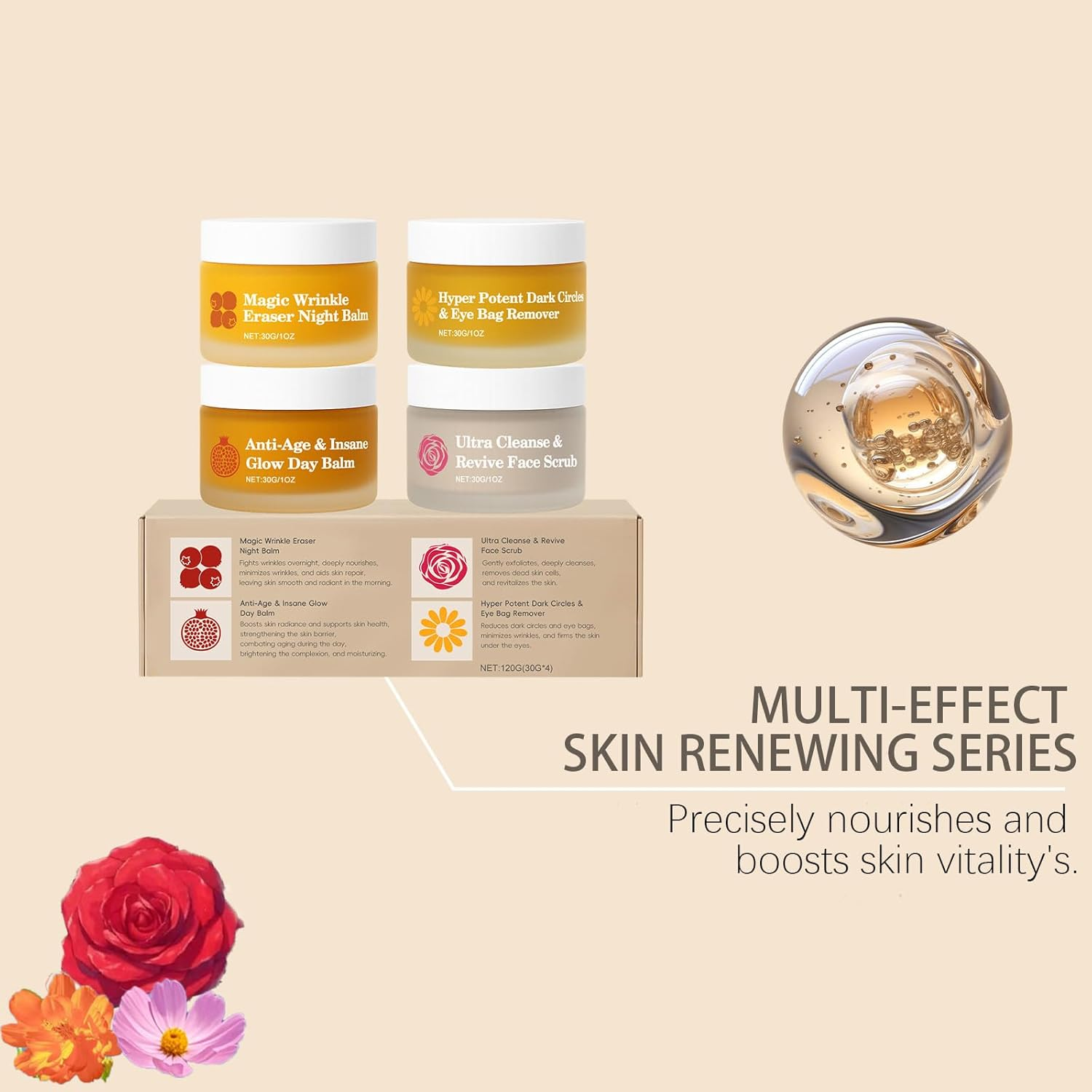 Face Cream Set for Mature Skin, 4-In-1 Skin Care with Deep Hydration, Firming & Nourishing Day and Night Cream for Women, 30Ml X 4 (1 Pcs) image number 2