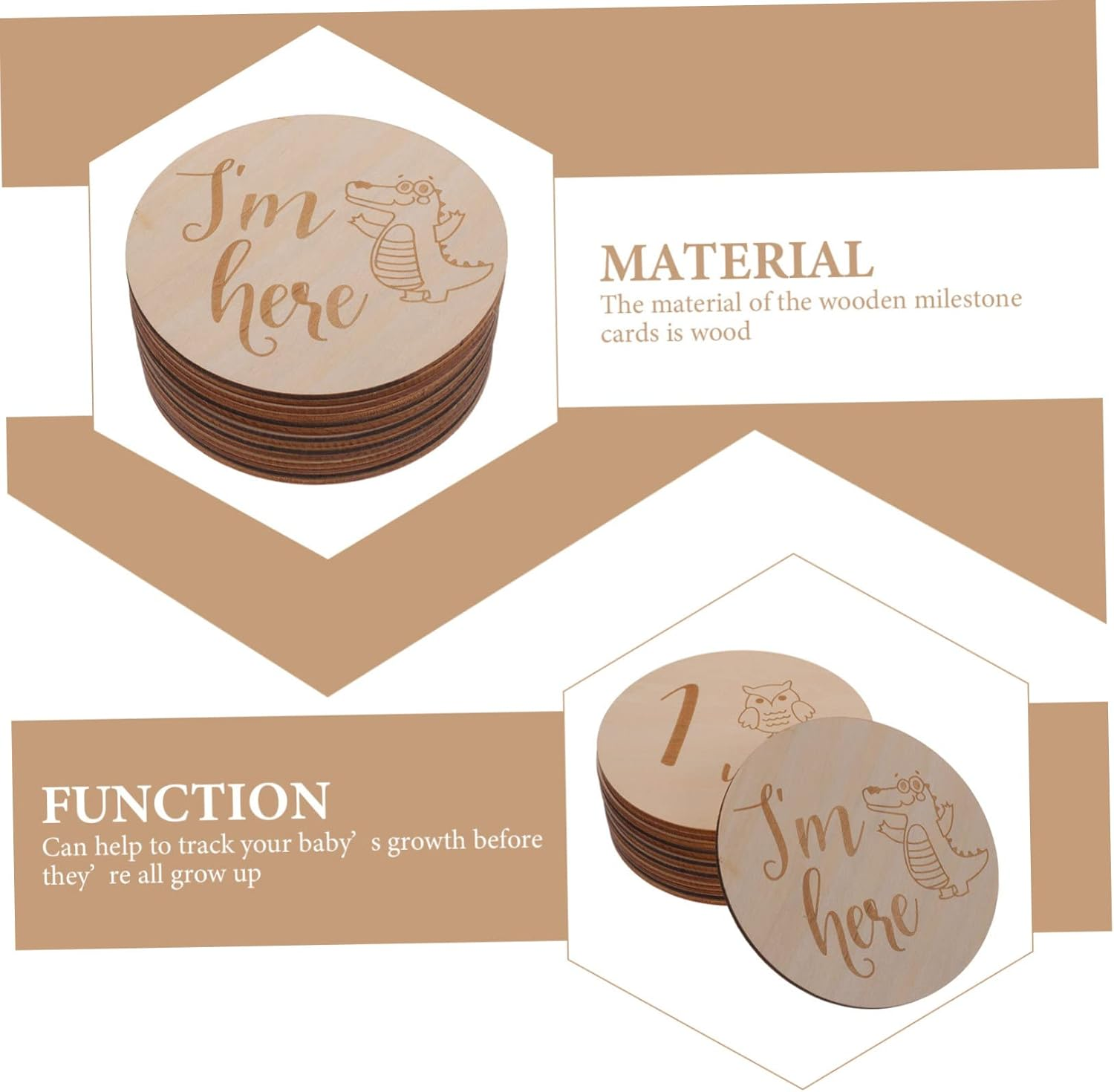 Newborn Wooden Milestone Cards Milestone Wooden Circles for First Year Announcements image number 2