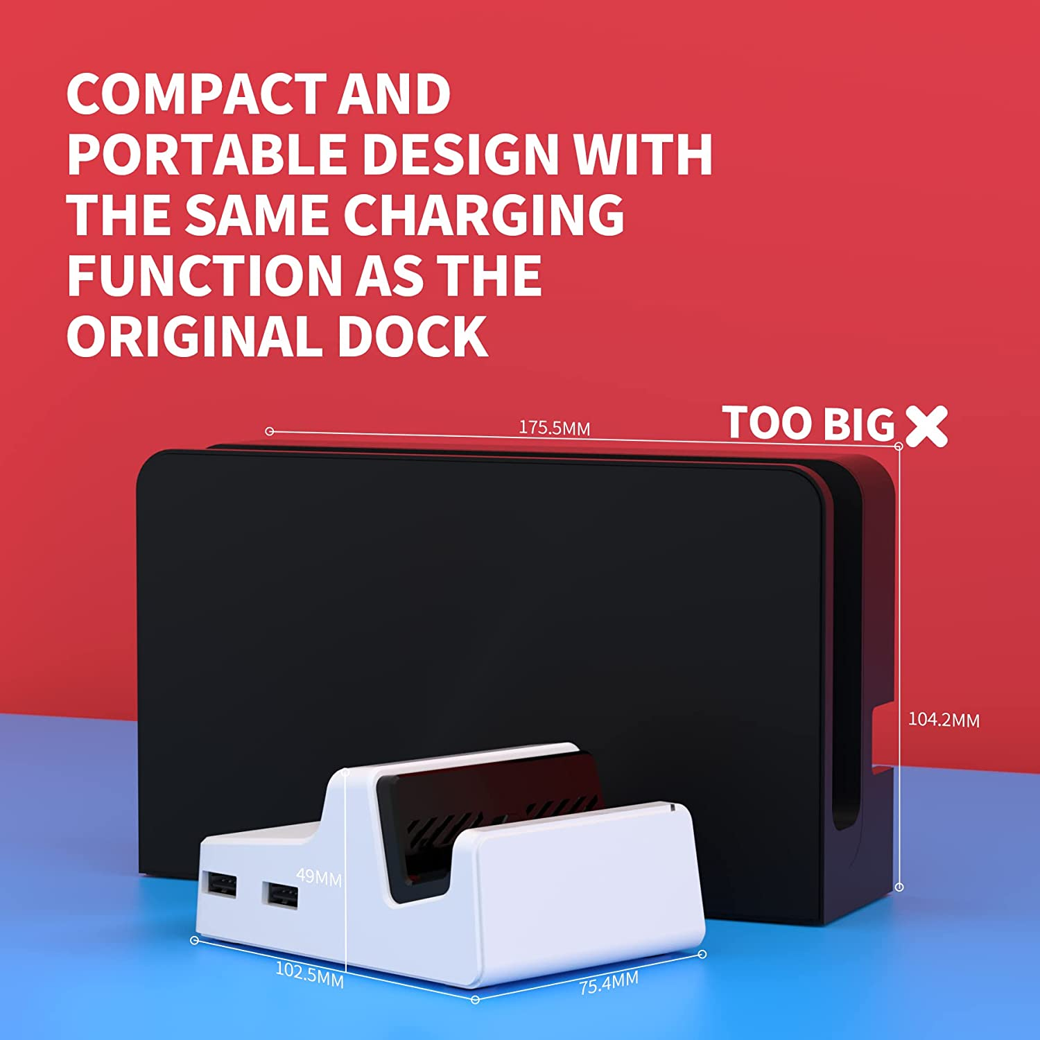 Extremerate Airydocky DIY Kit White Replacement Case for Nintendo Switch Dock, Redesigned Portable Mini Dock Shell Cover for Nintendo Switch OLED - Shells Only, Dock & Circuit Board Chip NOT Included - Clear image number 4