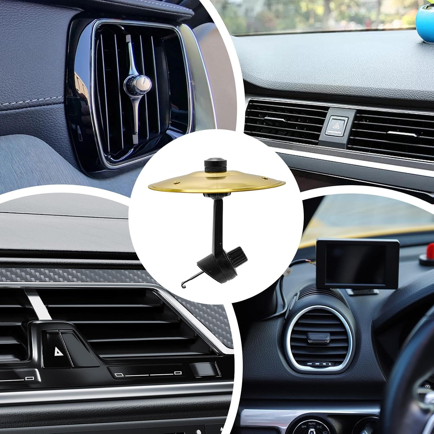 Car Drum Air Vent Percussion Instrument Drum Crash for Car Ventilation Iron Automotive Decor, Compact Musical Instruments Vehicle Accessories for Music Lovers - Gold image number 2