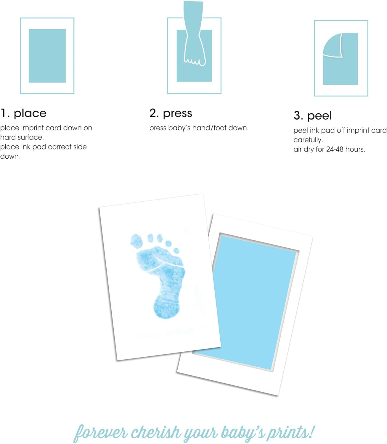 Pearhead Newborn Baby Clean Touch Ink Pad with 2 Imprint Cards, Blue image number 4