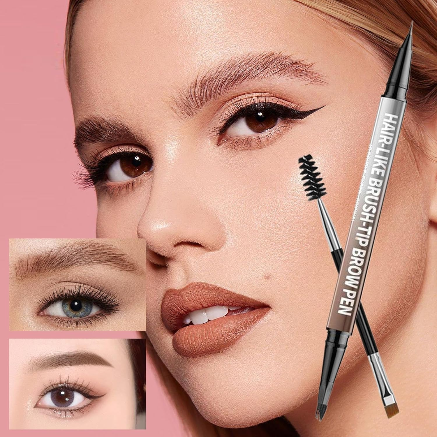 Eyebrow Pencil | 4D 2-In-1 Double-Ended Brow Pen Makeup - Portable Eyebrow Makeup Tool for Women Men Beauty Lovers Parties Dating Gym Travel Business Shopping Dinner Dance Weddings - 05 Black image number 7