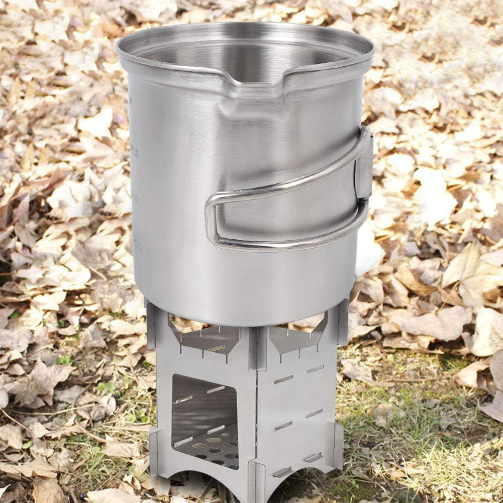 Hiking Pot, Outdoor Cookware Set, Portable & Compact Camping Cooker for Camping, Hiking, and Picnicking, Stainless Steel Cookware Set with Foldable Camping Cups and Mugs Pot image number 3