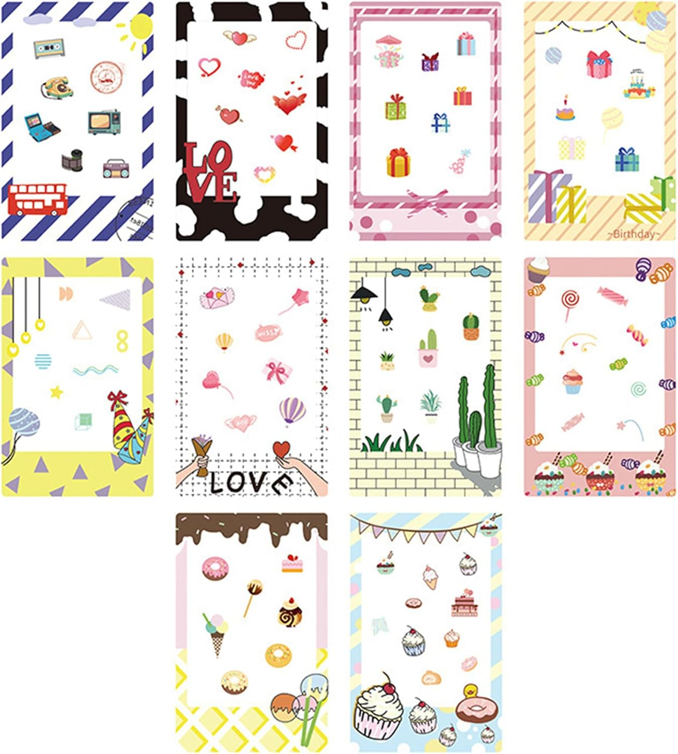 Photo Instant Films Stickers 10Pcs Colorful Picture Border Stickers Films Frame Decorative Sticker DIY Scrapbook Stickers for 2X3 Picture Polaroid Fujifilm Instax Mini Instant Film (Love) - Love image number 4