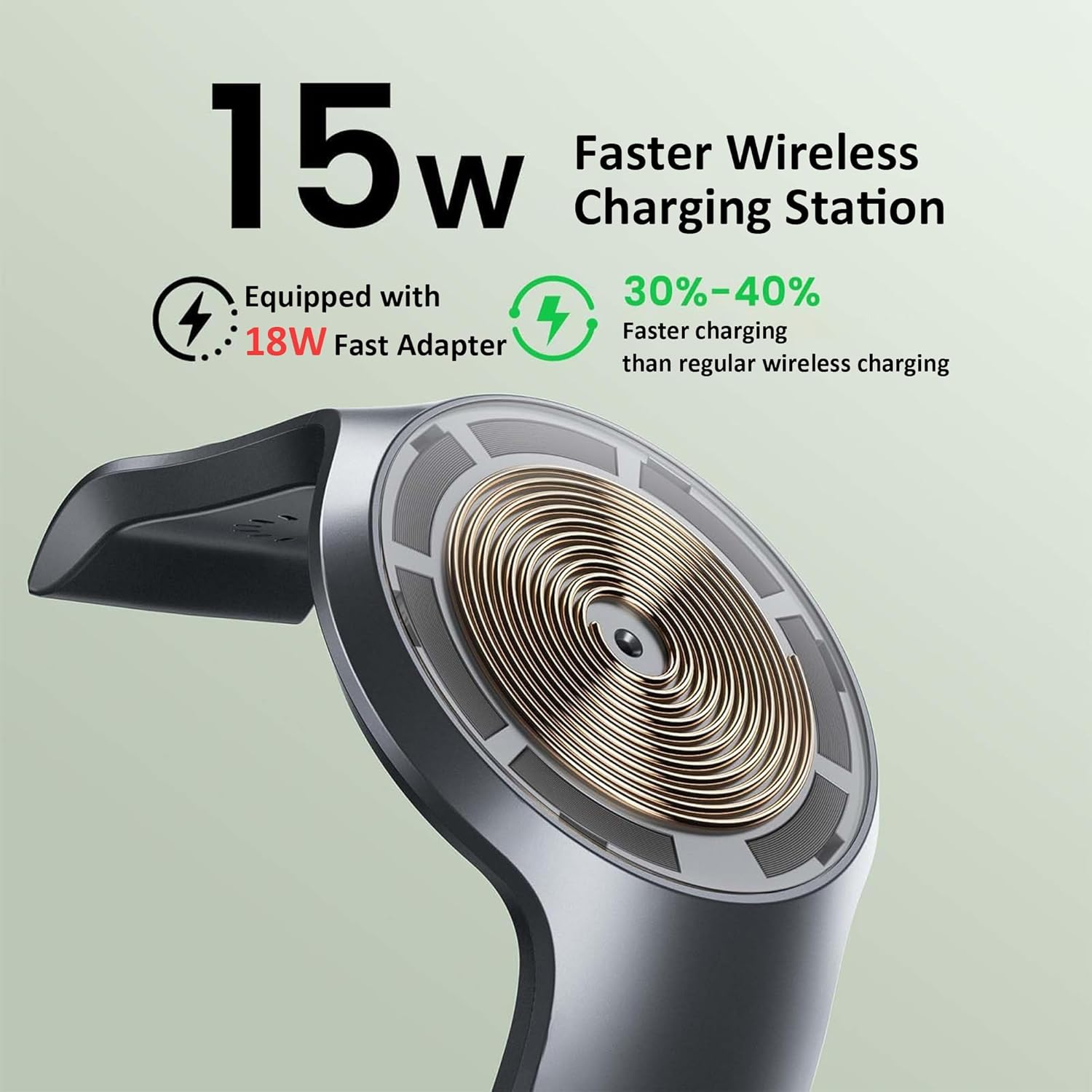 EXW 15W Wireless Charging Station for Magsafe Charger, 3 in 1 Wireless Charger for Apple, Fast Magnetic Charger Stand for Iphone 17/16/15/14/13/12, Apple Watch, Airpods (Silvergrey, with 20W Adapter) image number 3