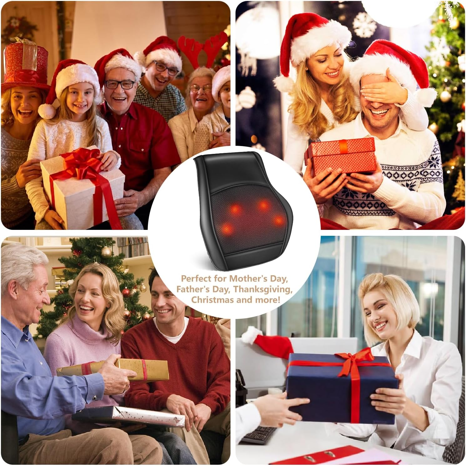 Neck Back Massager with Heat, 3D Kneading Massage Pillow for Back, Neck, Shoulder, Massager Pain Relief, Gifts for Women Men Mom Dad image number 2