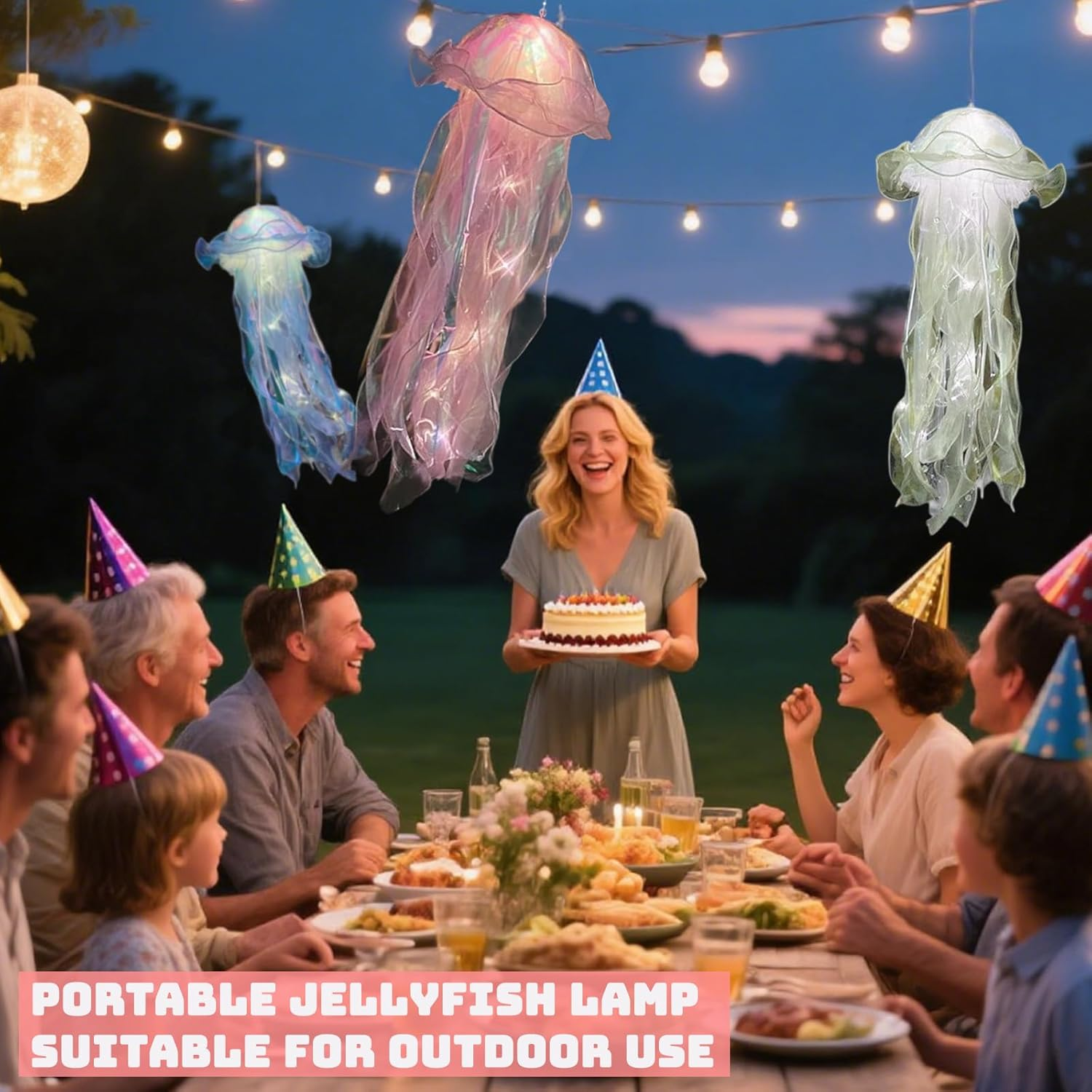 KEGOZ Jellyfish Light, 5Pcs Hanging Jelly Fish Lamp, Jellyfish Decor for Kids Bedrooms Living Room, Creative Glowing Jellyfish Night Light for Mermaid Theme & under the Sea Party Decorations(5 Colors) image number 5