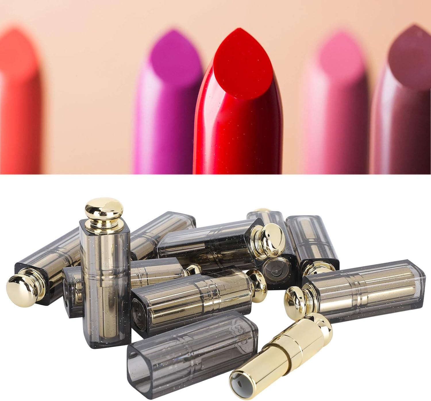 Refillable Lipstick Empty Tube DIY Lip Balm Container ABS Cosmetic Tool Bottle with Precise Alignment for DIY Lipstick Lip Balm Making 10Pcs Set image number 4