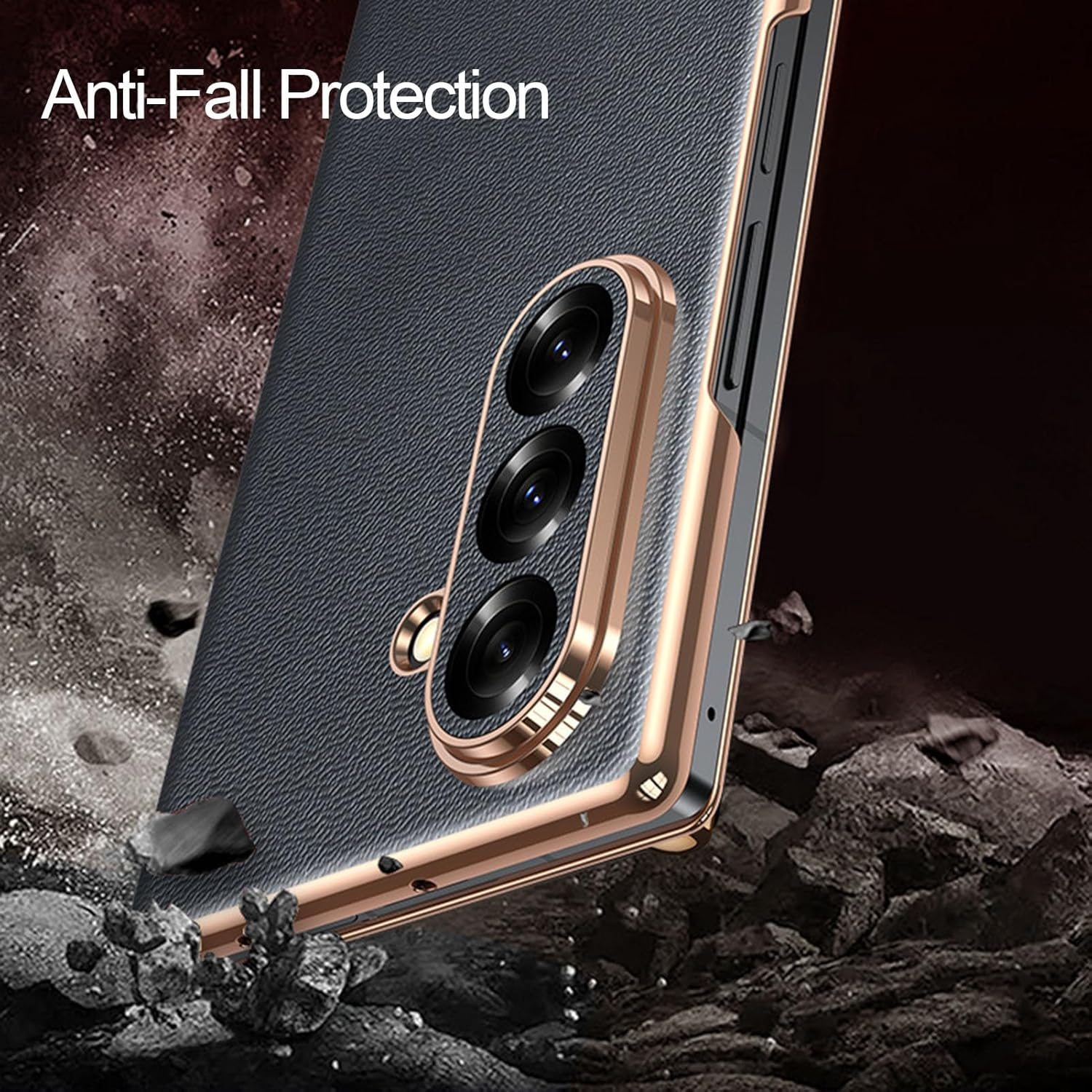 Jarttarn Galvanize Case for Galaxy Z Fold 7 2025, Classic Genuine Leather Flip up Business Full Protection Cover Slim Bumper Case for Z Fold7 (Black)