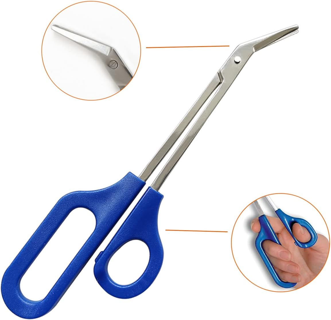 JJHREI 8 Inch Long Handle Toenail Scissors for Thick Nails & Easy Reach Long Handled Toe Nail Clippers for Seniors Women Men image number 5