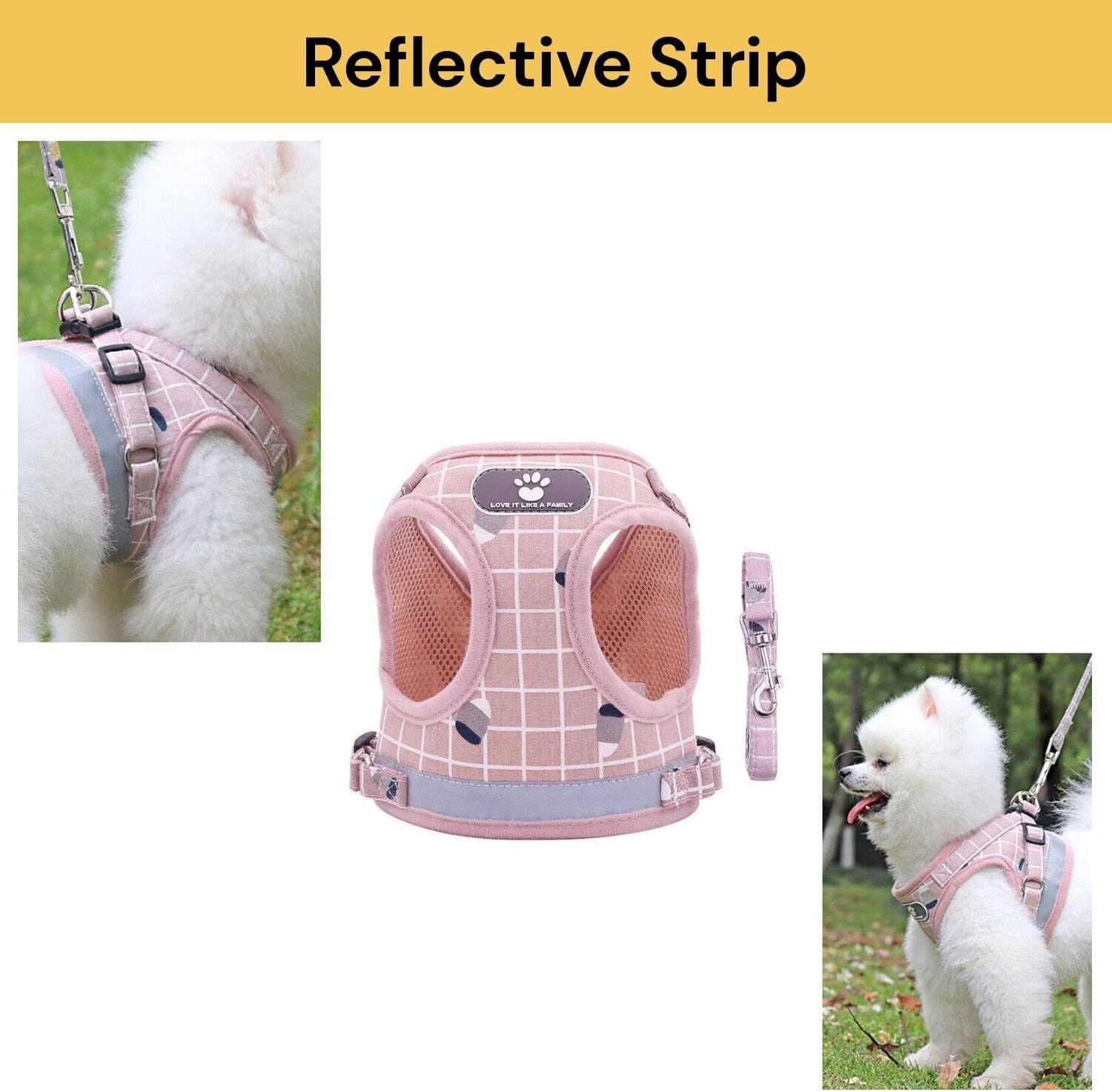 EZONEDEAL No Pull Small Dog Harness and Lead Set Adjustable Reflective Soft Padded Dog Vest Harness Jacket Easy Control Leash Breathable Pet Dogs Cats (Grey, Small) image number 3