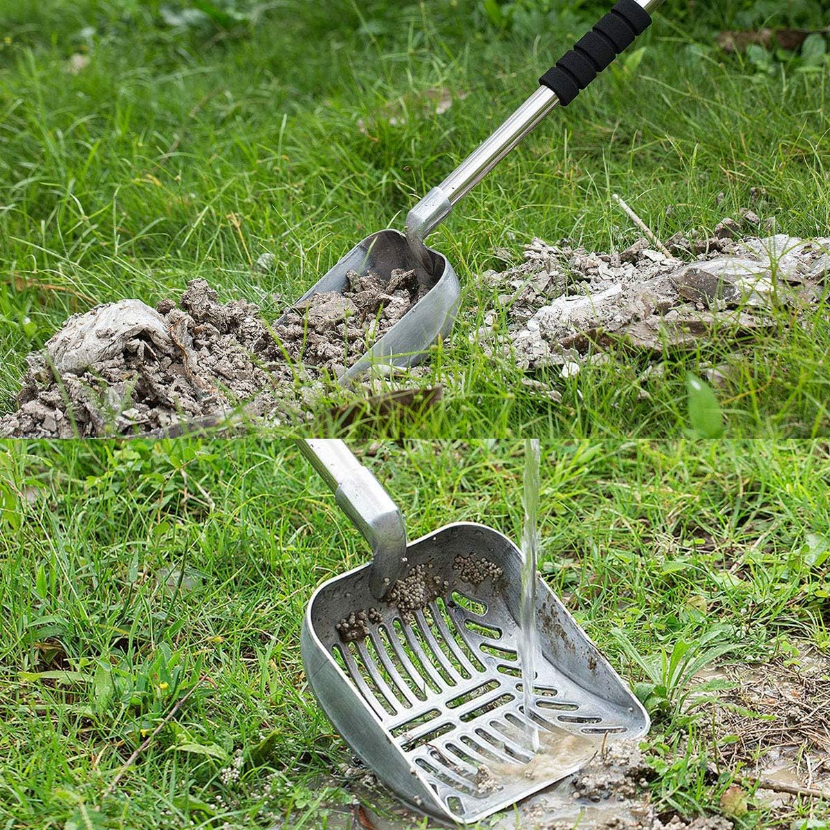 LASIEYO Metal Cat Litter Scoop Removable Non Stick Foam Padded Long Handle image number 4