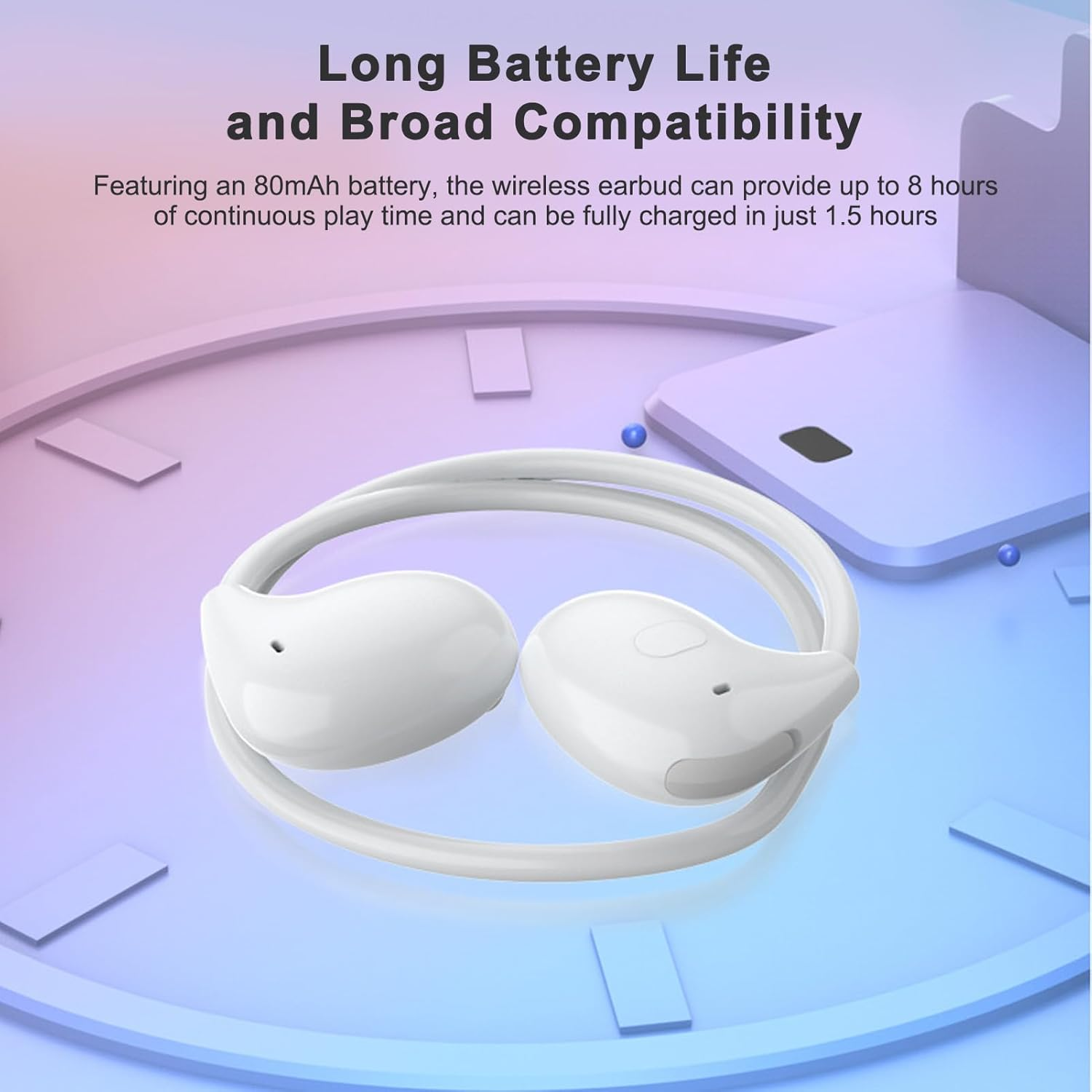 YUEHISY Open Ear Bone Conduction Sport Headphones, Headphones Sweat Resistant Wireless Earphones for Workouts and Running, for Father Is Day for Gifts, Ect (White) image number 4